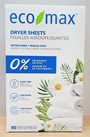 Dryer Sheets - Fragrance Free (EcoMax)
